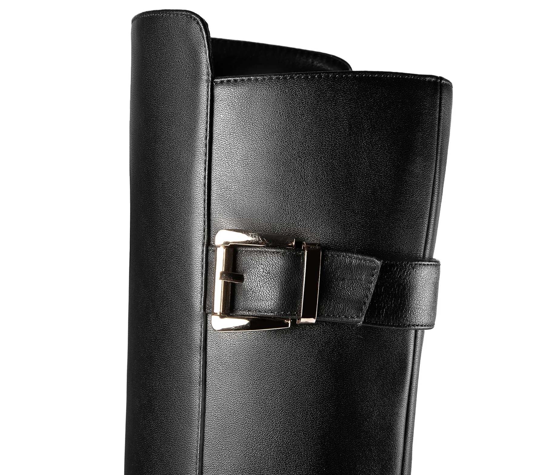 TinaCus Handmade Women's Genuine Leather Trendy Spool Heel Side Zip Up Chic Buckle Decor Pointed Toe Dress Boots