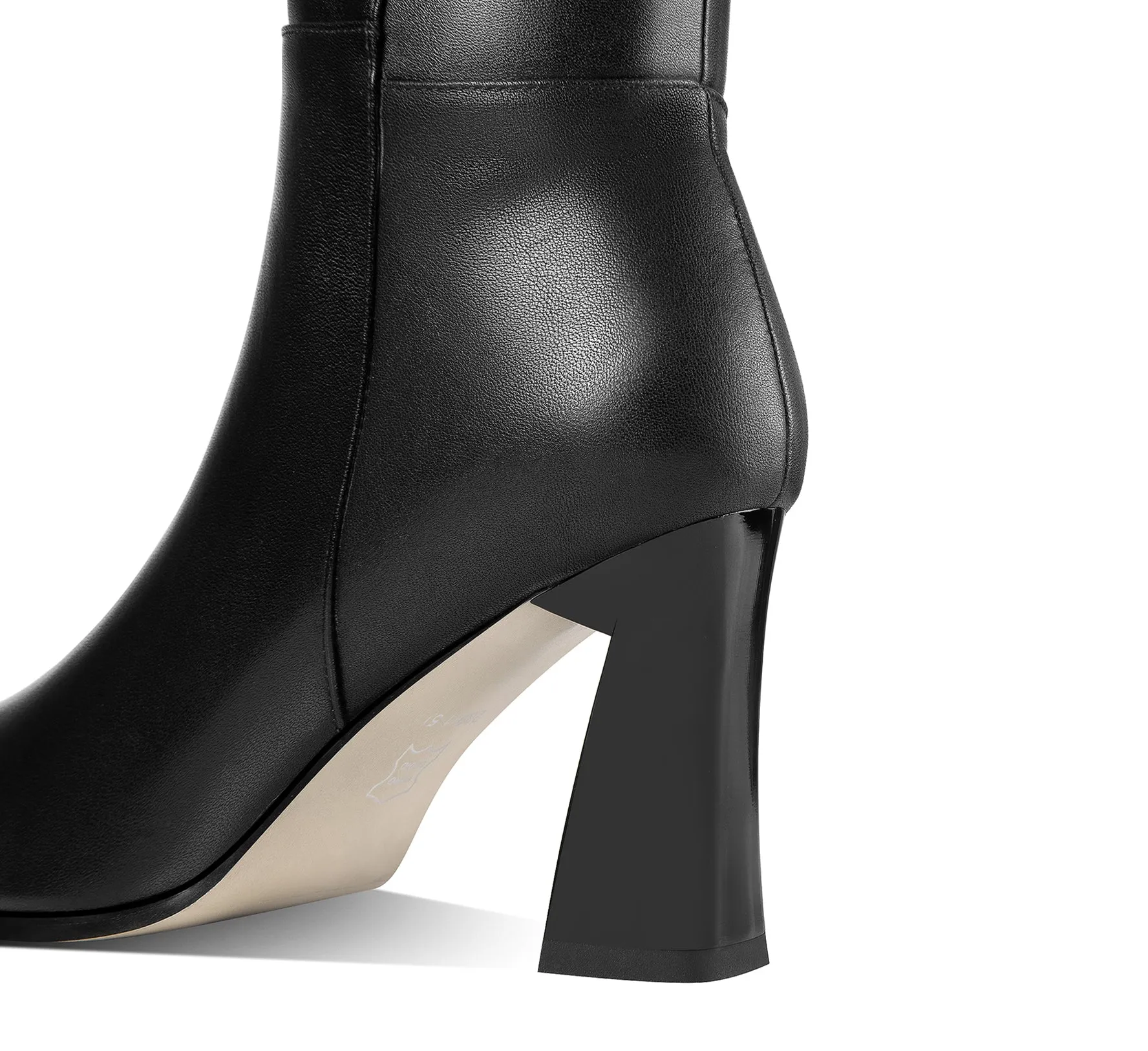 TinaCus Handmade Women's Genuine Leather Trendy Spool Heel Side Zip Up Chic Buckle Decor Pointed Toe Dress Boots