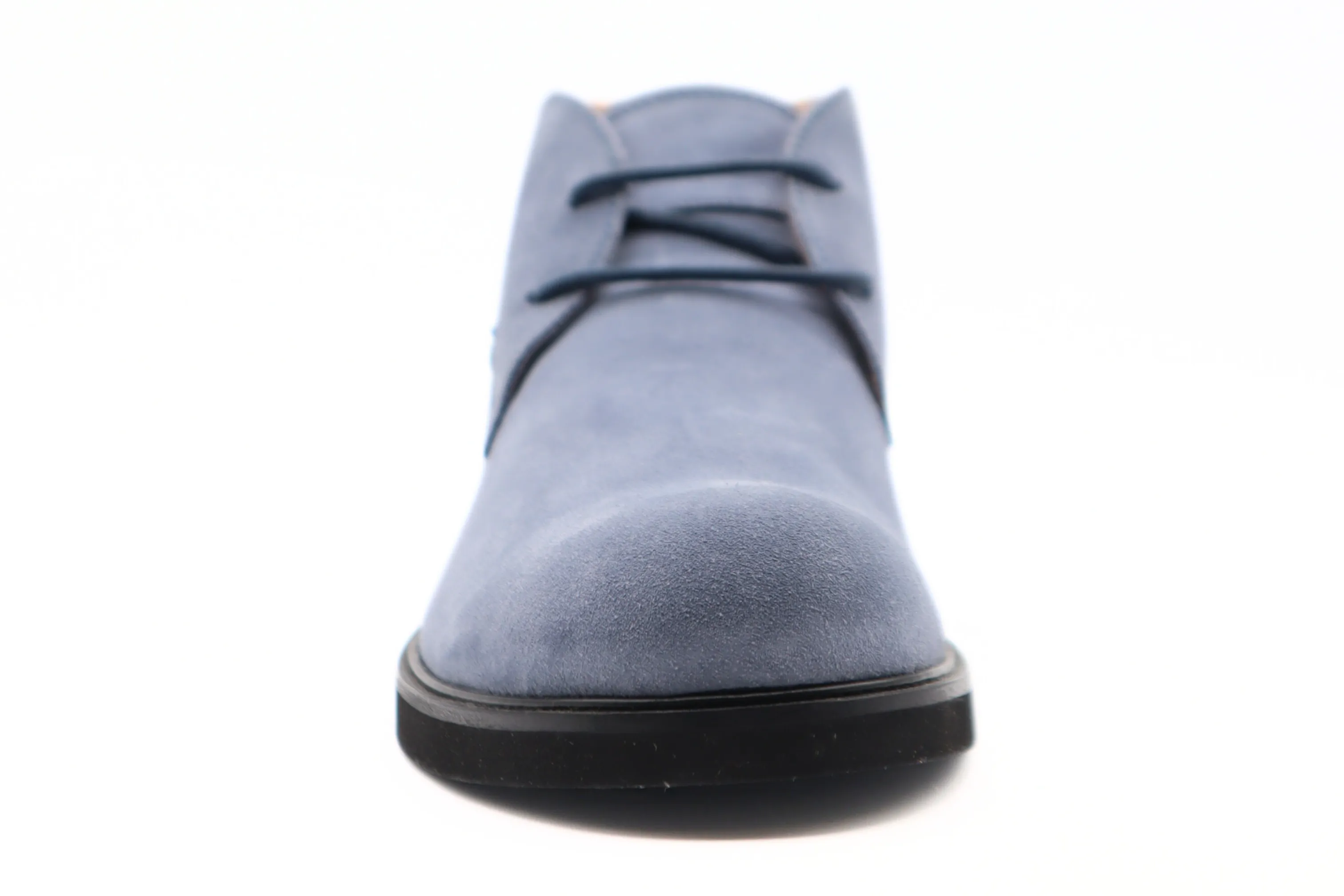Tods Mens Light Blue Lace Up Suede Ankle Boot Shoe with Black Sole