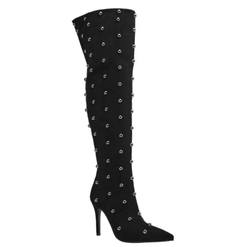 Trendy Studded Knee High Boots