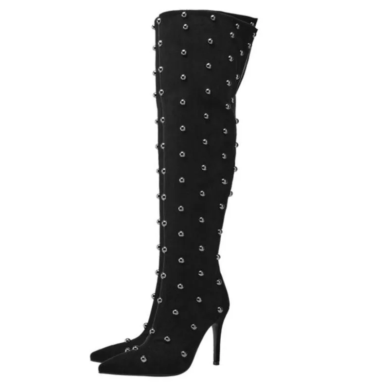 Trendy Studded Knee High Boots