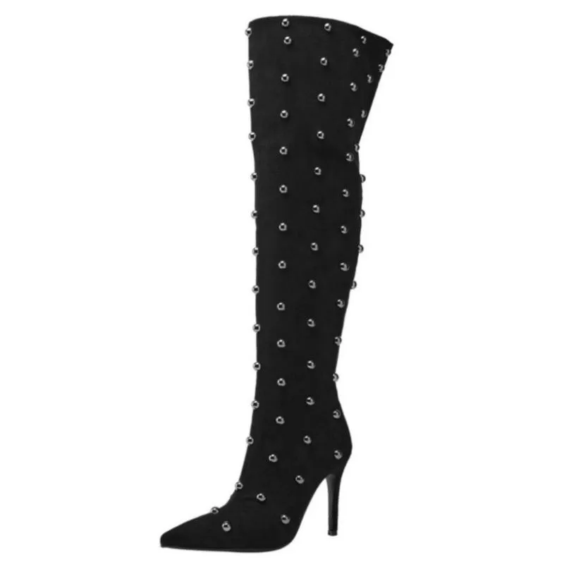 Trendy Studded Knee High Boots