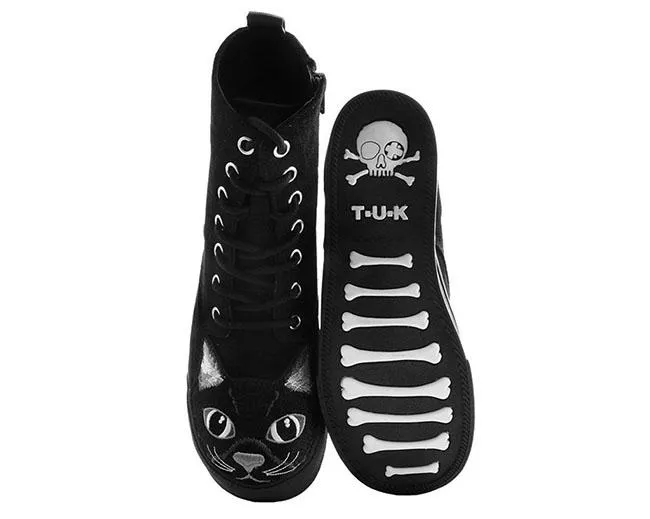 TUK-A9345L Faux Suede Embroidered Kitty Sneaker Boot