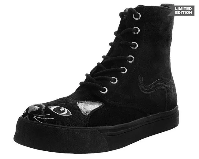 TUK-A9345L Faux Suede Embroidered Kitty Sneaker Boot