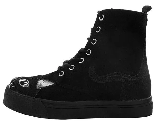 TUK-A9345L Faux Suede Embroidered Kitty Sneaker Boot