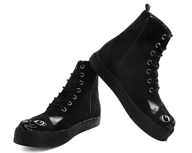 TUK-A9345L Faux Suede Embroidered Kitty Sneaker Boot