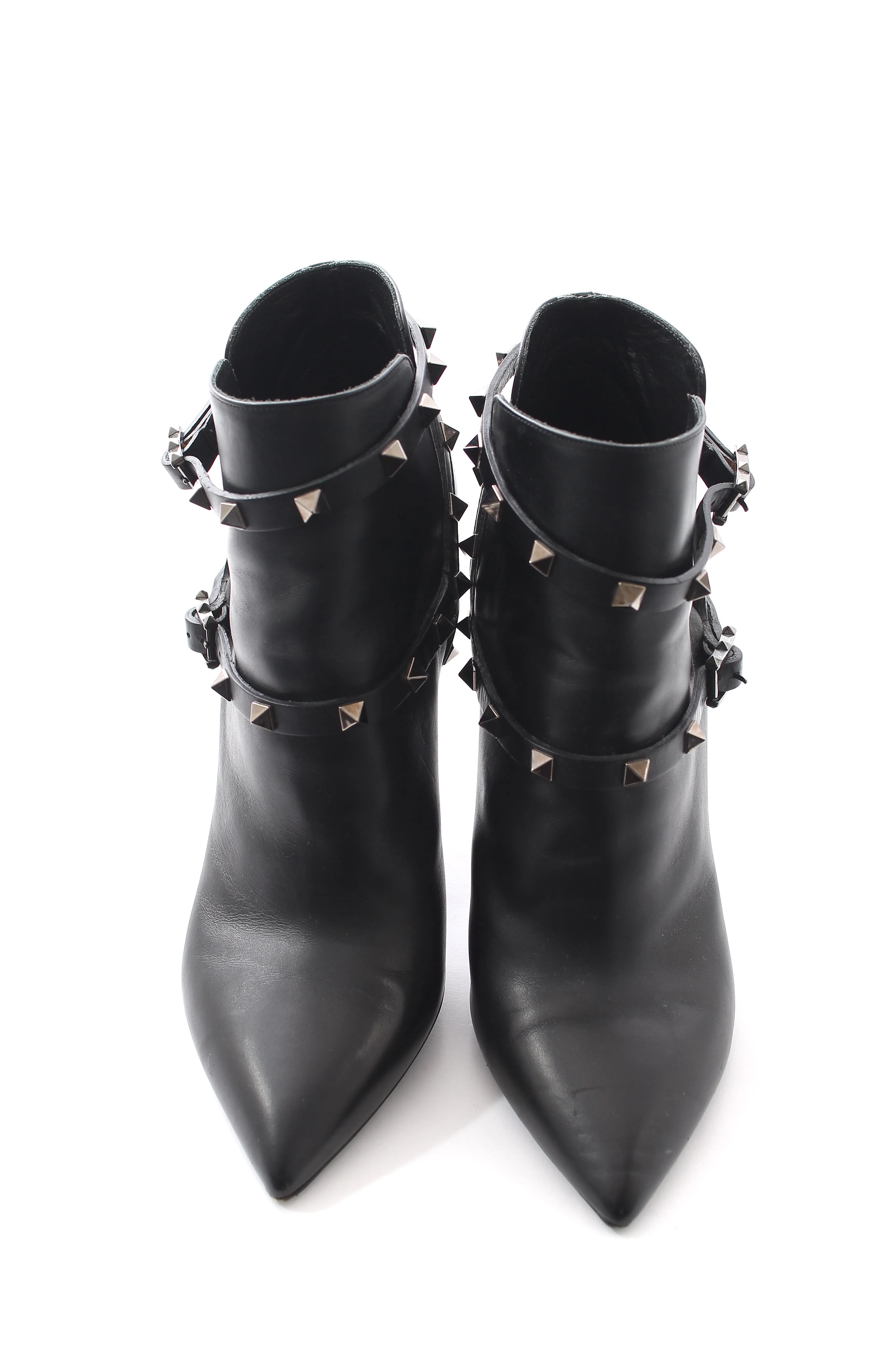 Valentino Garavani Noir Rockstud Leather Ankle Boots