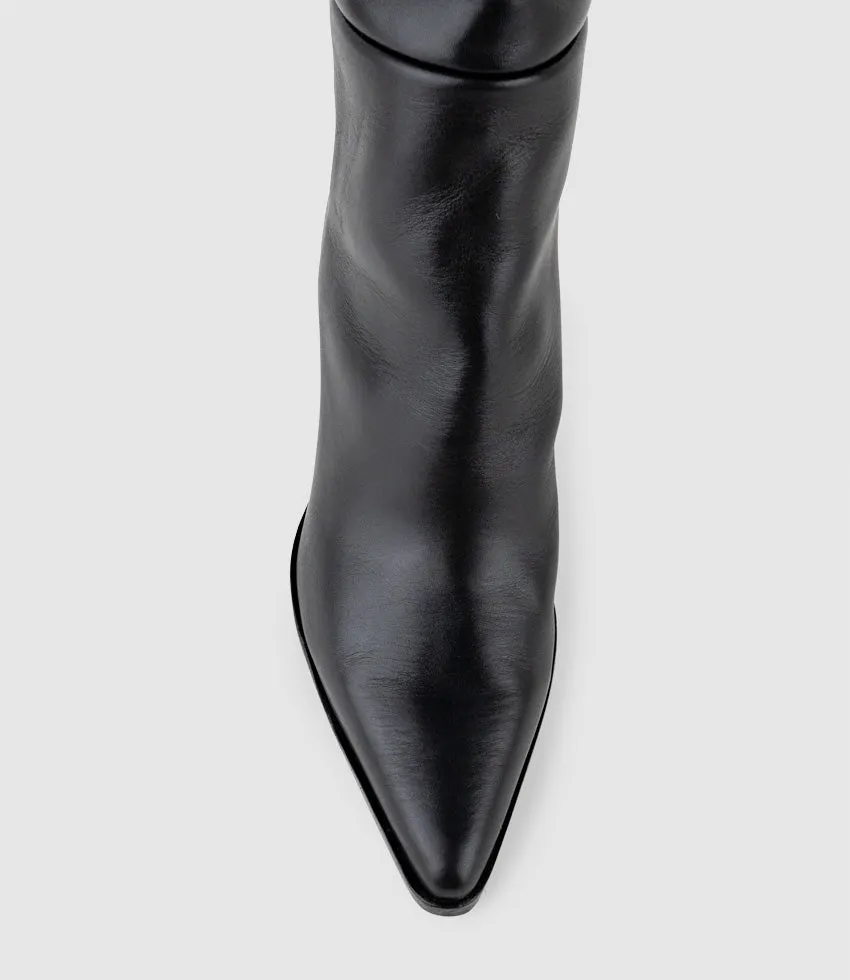 VELIA80 Western Knee High Boot in Black