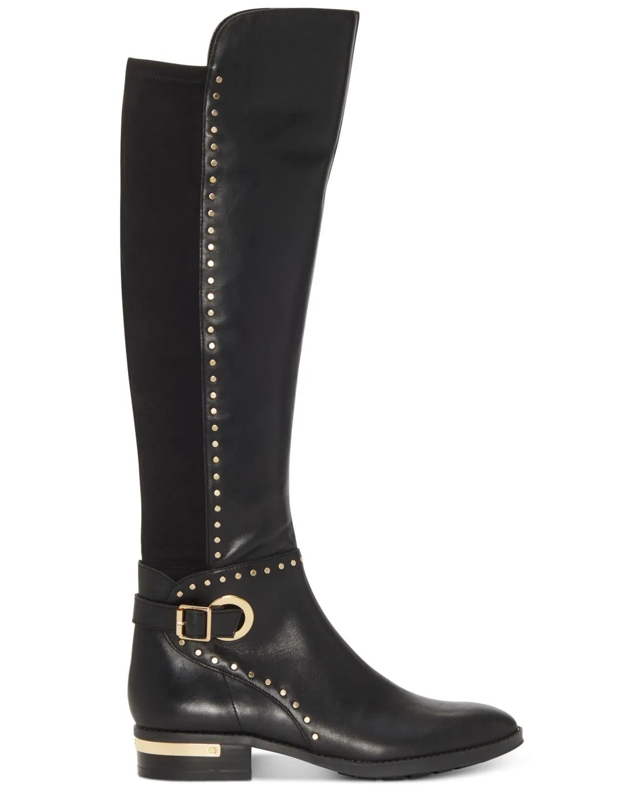Vince Camuto Paterra Black Fashion Rounded Toe Riding Embellished Knee Boots