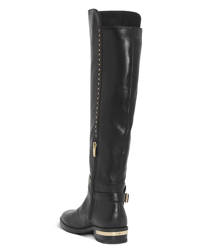 VINCE CAMUTO Women's Poppidal Studded Low-heel Boots In Black Leather, SZ 6.5M! Retail $275 
