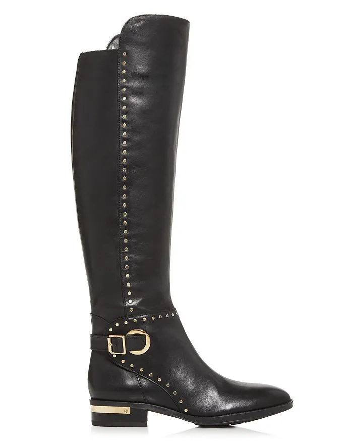 VINCE CAMUTO Women's Poppidal Studded Low-heel Boots In Black Leather, SZ 6.5M! Retail $275 