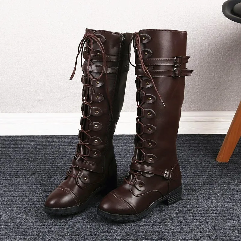 Wandflower Buckle Knee High Boots