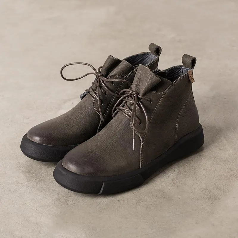 Waxing Leather Martin Boots Lace Up Snow Boots Size Zipper Black/Coffee