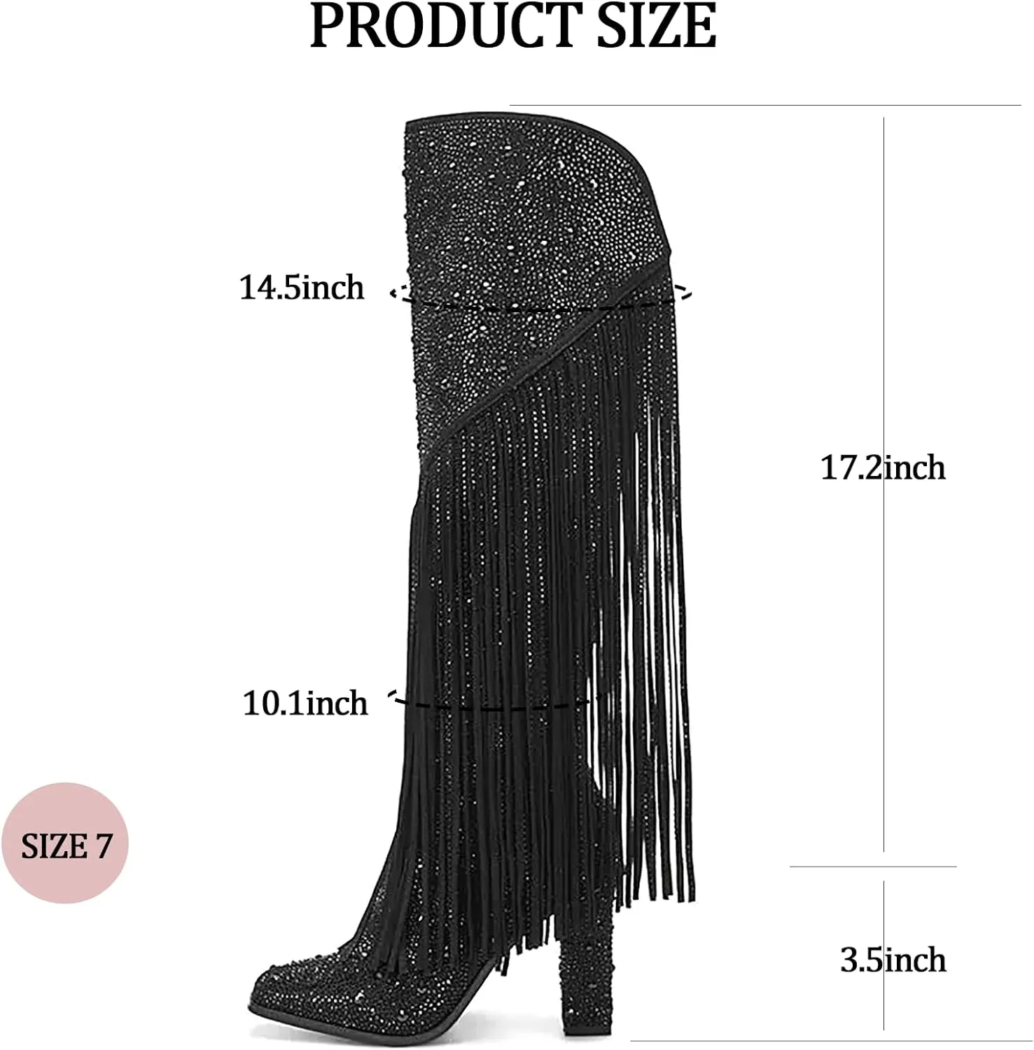 Western Fringe Rhinestone Sequin Black Sparkle Cowboy Boots