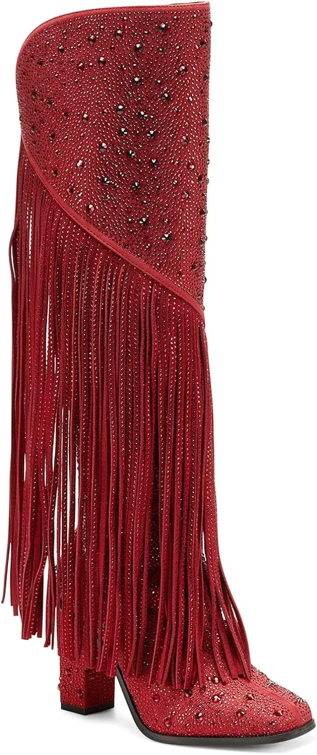 Western Fringe Rhinestone Sequin Black Sparkle Cowboy Boots