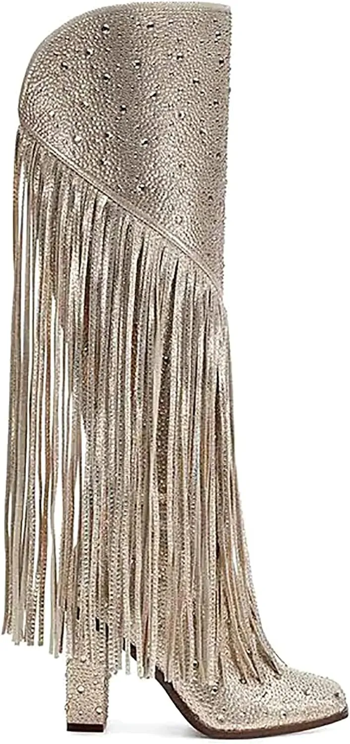 Western Fringe Rhinestone Sequin Black Sparkle Cowboy Boots