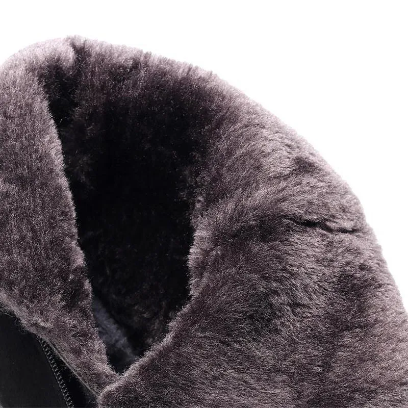 Women's faux fur lining warm snow boots short winter boots with zipper