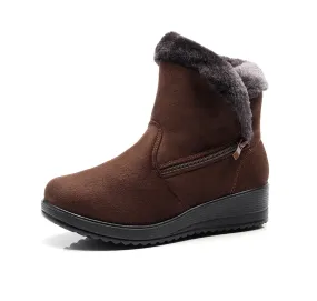 Women's faux fur lining warm snow boots short winter boots with zipper
