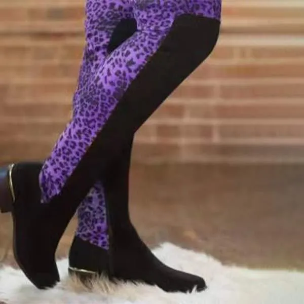 Women's Leopard Print Over-the-Knee Boots 98418234C
