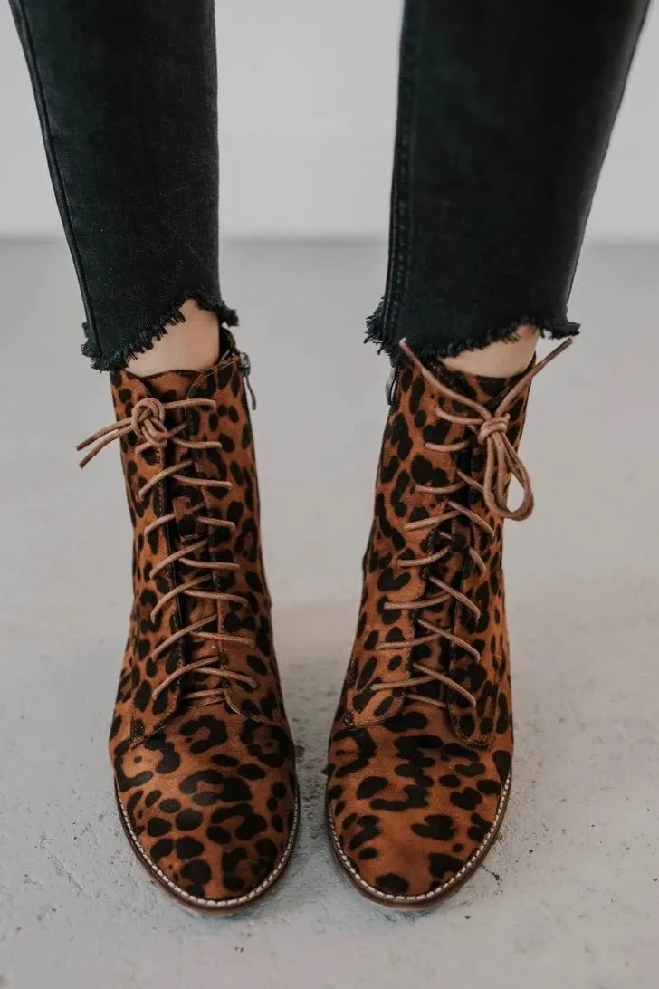 Women's Square Heel Suede Martin Boots