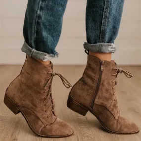Women's Square Heel Suede Martin Boots