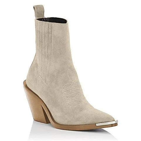 Women's suede ankle boots pointed toe block heel fashion ankle boots