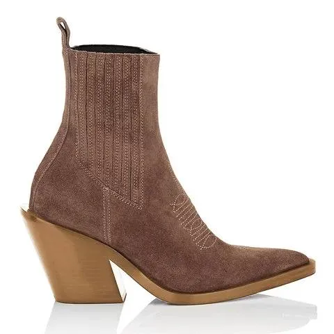 Women's suede ankle boots pointed toe block heel fashion ankle boots