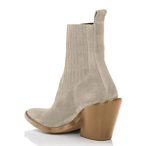 Women's suede ankle boots pointed toe block heel fashion ankle boots