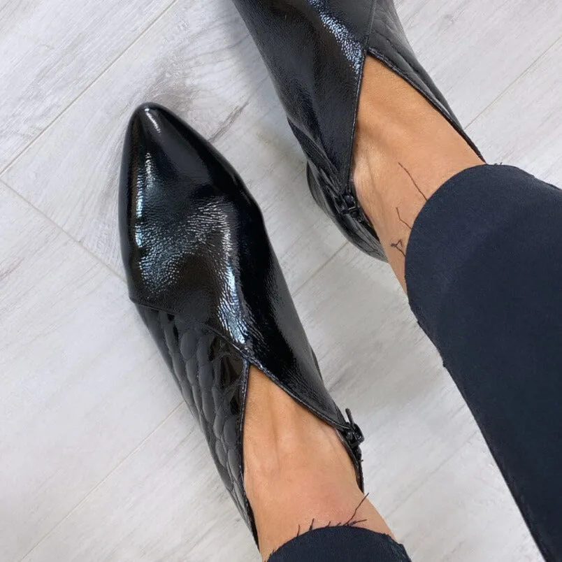 Wonders Black Patent Leather Shoe Boots