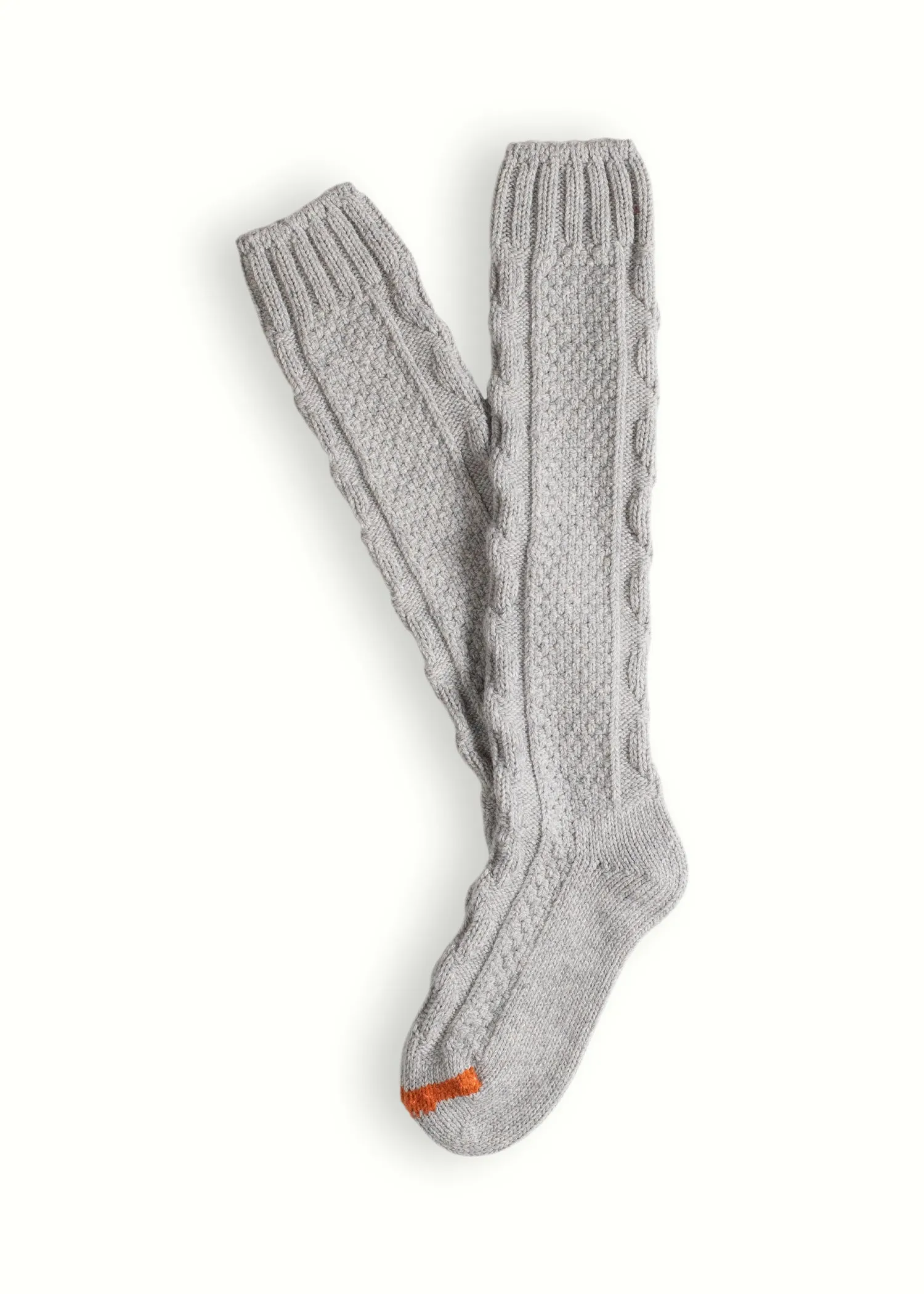 WOOL COLLECTION High-Knee Cable Knit Grey Socks