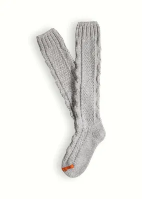 WOOL COLLECTION High-Knee Cable Knit Grey Socks
